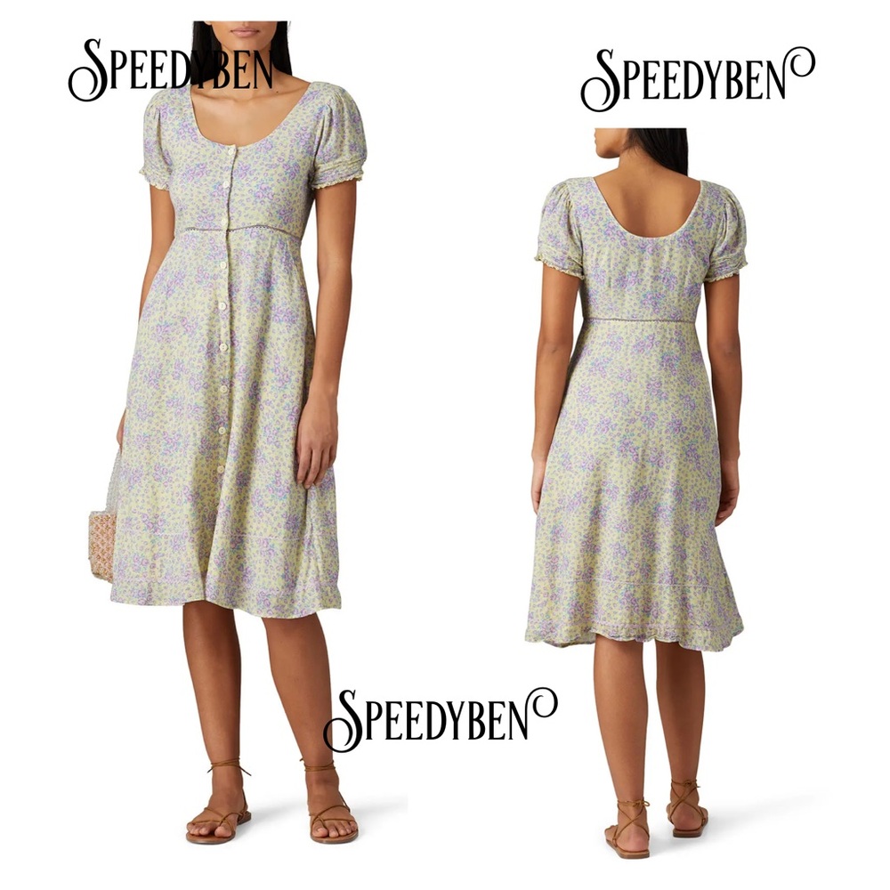 LoveShackFancy Regina Cottagecore Prairie Midi Dress Size 6